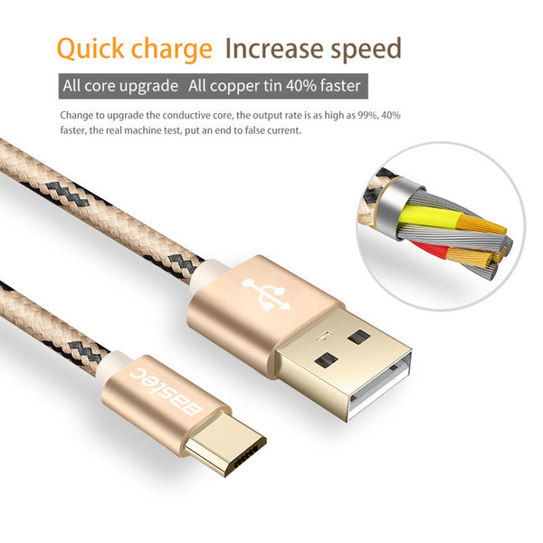 Micro USB Fast Charging Metal Shell Gold-plated Cable